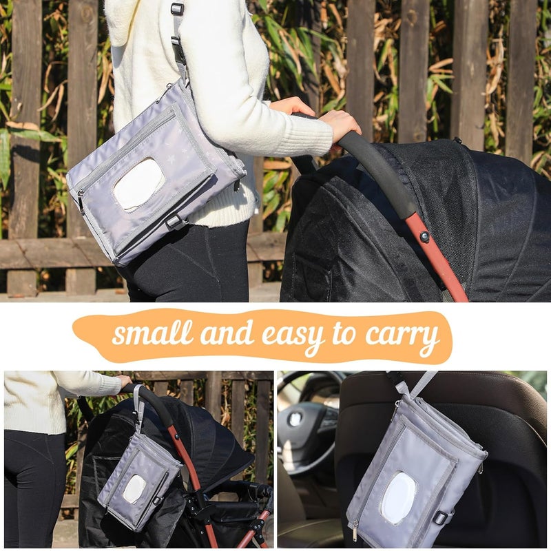 Cateep Portable Baby Diaper Changing Pad with Wipe Dispenser and Waste Bag Dispenser Detachable Diaper Changing Travel Bag with Waterproof Changing Mat Well Organized for Changing Kits - Image 4